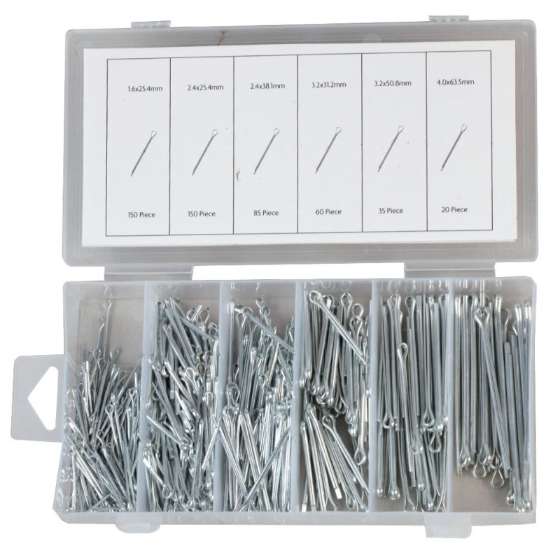 Duratool  Cotter Pin Set  Assorted  Steel  Silver  500 Pieces  D00366