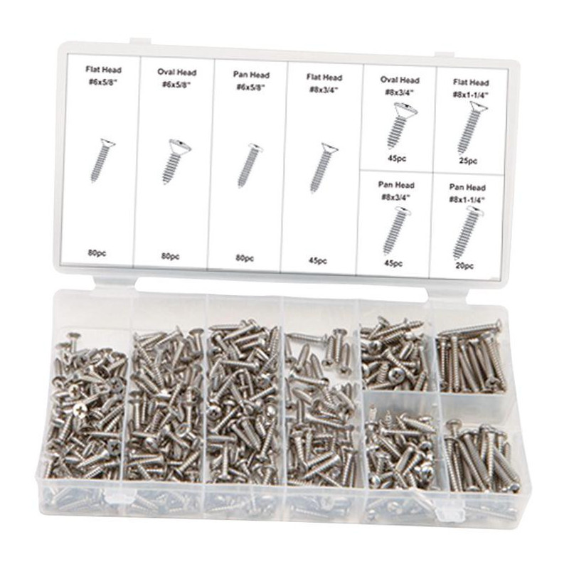 Duratool (D01886) Assorted Head Screw Set  Flat  Oval & Pan  Imperial