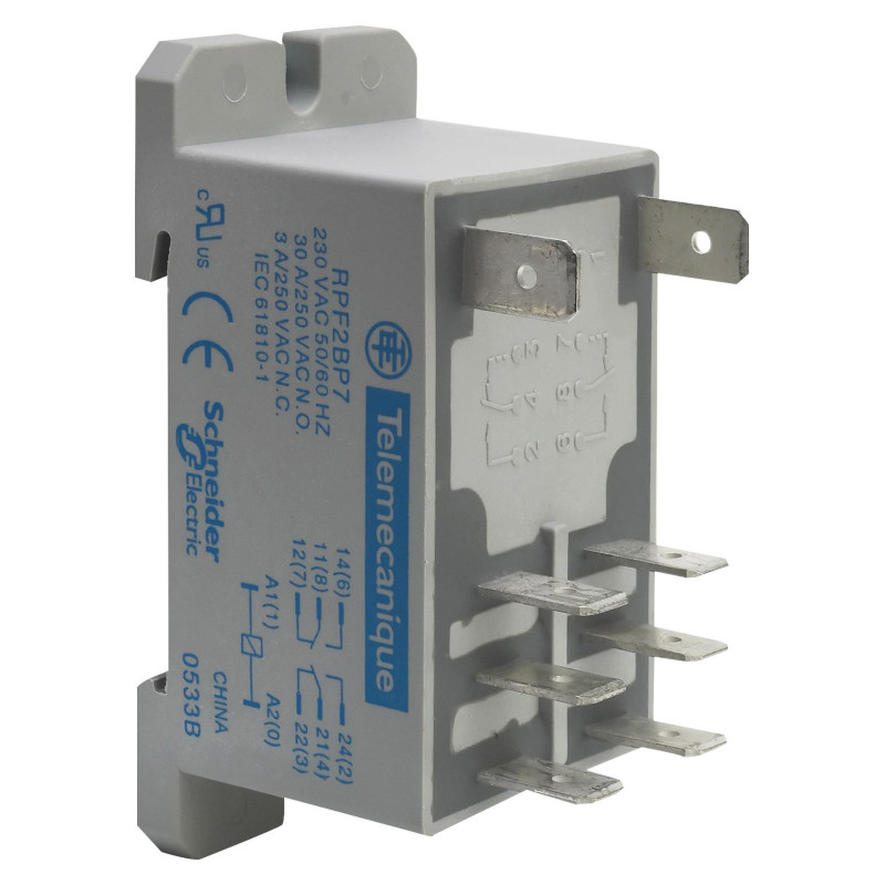 Power Relay  DPST-NO  24 VDC  30 A  Zelio RPF Series  DIN Rail