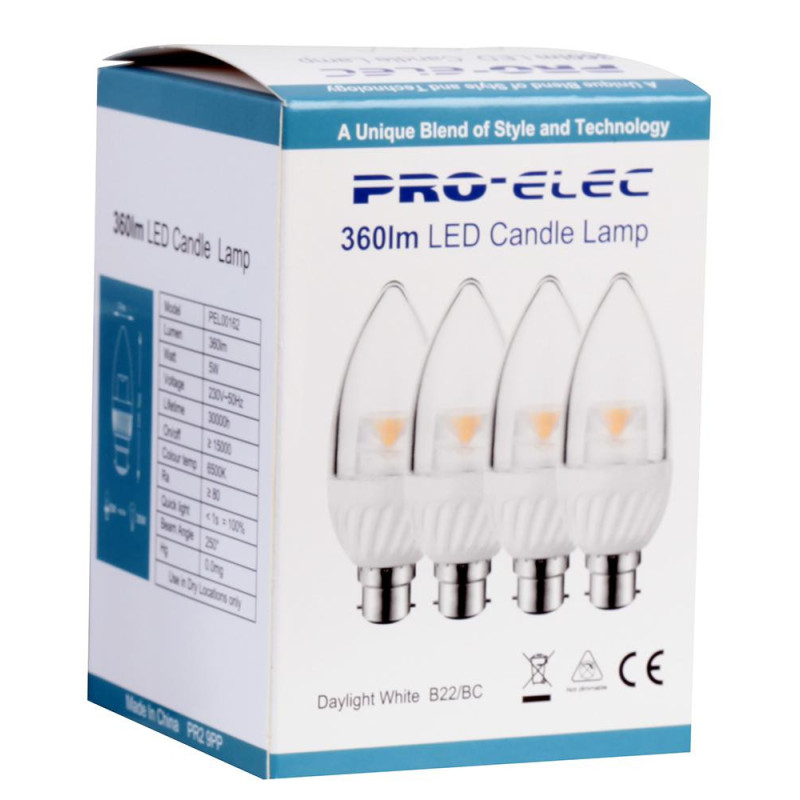 Pro Elec (PEL00162) LED Light Bulb  Candle  B22  Daylight White