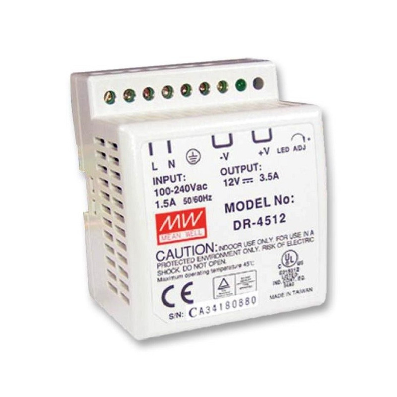 Mean Well DR-4512 AC/DC DIN Rail Power Supply (PSU)