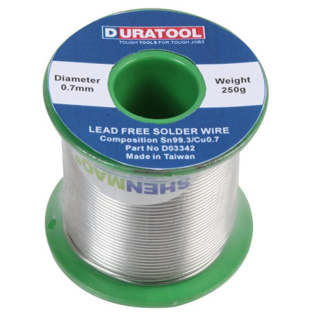 Duratool D03342 Solder Wire, SN/ CU, 0.7MM, 250G