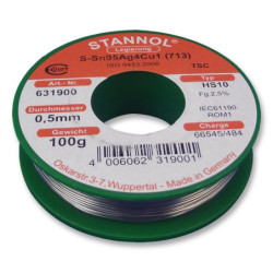 Stannol (631900) Solder Wire  95.5/3.8/0.7  0.5mm Diameter  217?C  100g