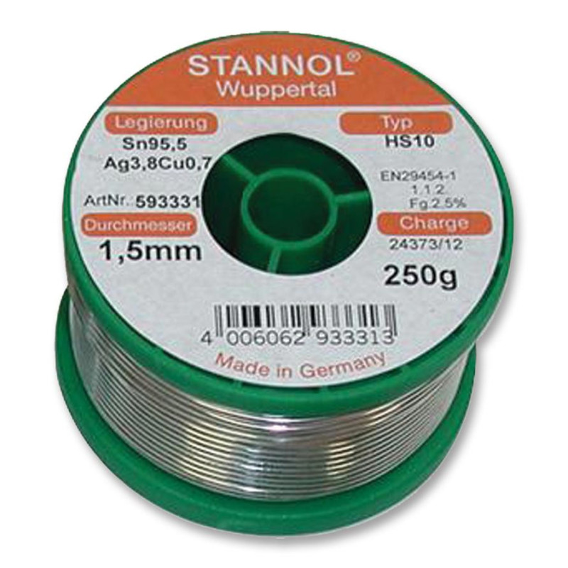 Stannol (593311) Solder Wire  Lead Free  0.8mm Diameter  217?C  250g