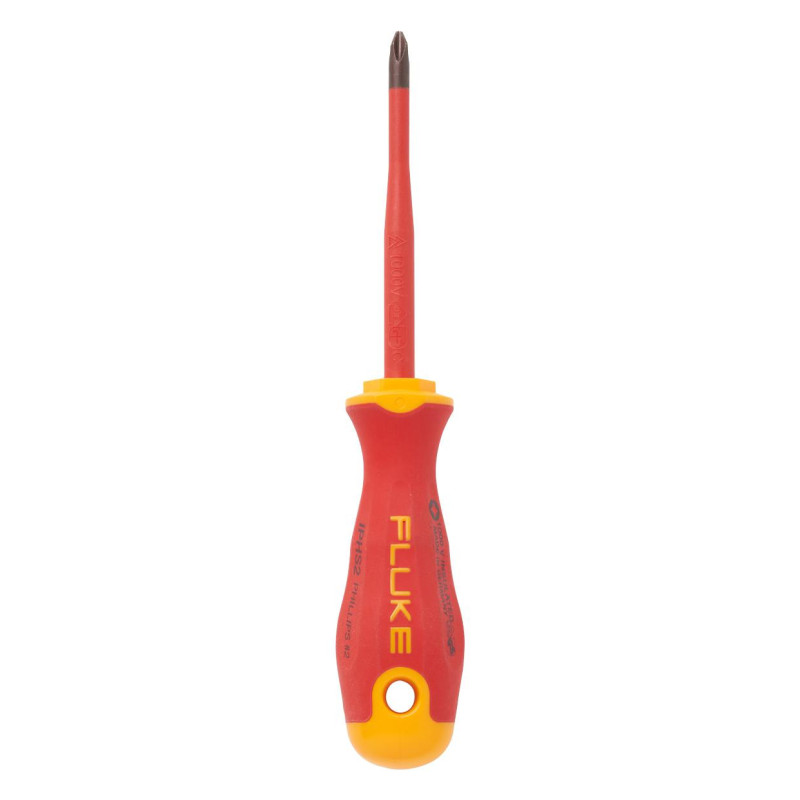 Fluke (IPHS2) Phillips Screwdriver, Insulated,  2 Tip, 100 mm Blade