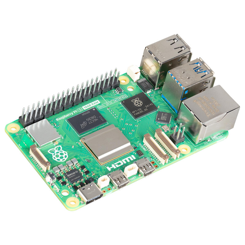 RASPBERRY-PI (RPI5-16GB-SINGLE) Raspberry Pi 5 Board, 2.4GHz, 16GB, 64-bit ARM Cortex-A76, 4 Cores, BCM2712, 40-Pin GPIO 4623090