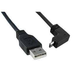 USB Cable  1.83m  USB to 90 degree Micro USB   Black  3021076-06  Qualtek