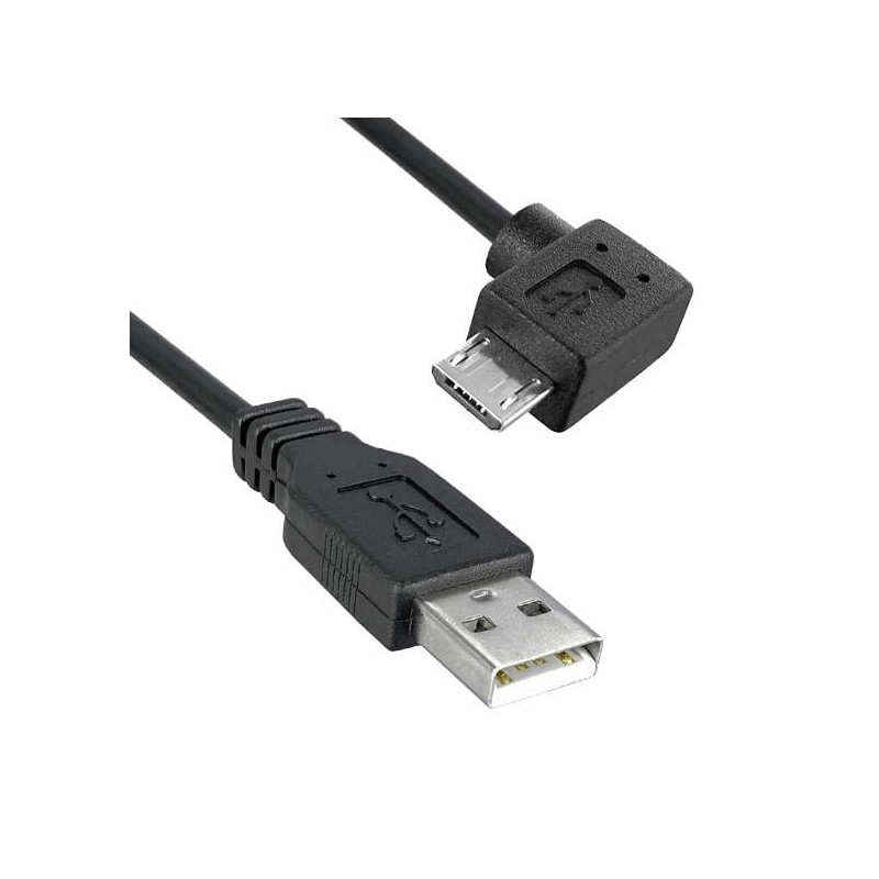 USB Cable  3.05m  USB to 90 degree Micro USB   Black  3021080-10  Qualtek