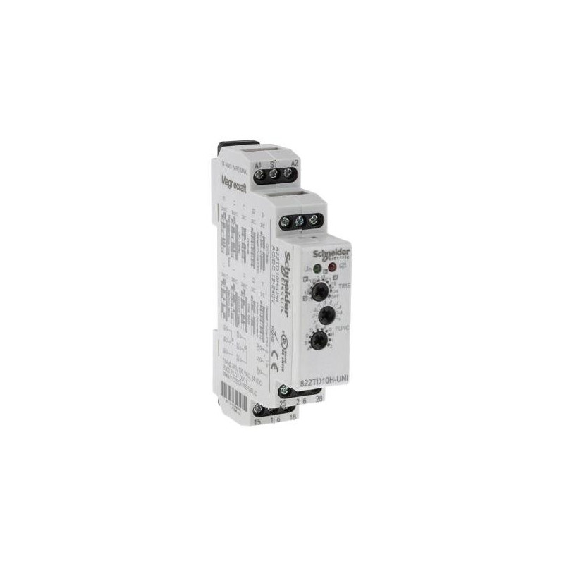 Schnieder  Time Delay Relay  24 VDC  0.1 s  10 Days  820 Series  DPDT  15 A