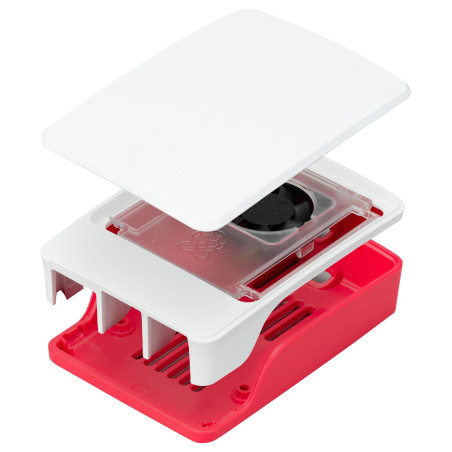 RASPBERRY-PI (SC1159) Case, Raspberry Pi 5 Model B Boards, Plastic, Red-White, 98.5 mm W x 70.3 mm D x 33 mm H 4263047-1