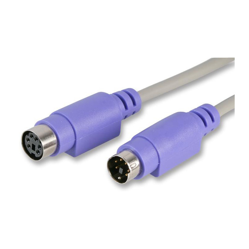 PRO SIGNAL (PL11124) Computer Cable, Mini-DIN Plug, 6 Way (PS/2), Mini-DIN Socket, 6 Way (PS/2), 9.8 ft, 3 m, Grey 3402409