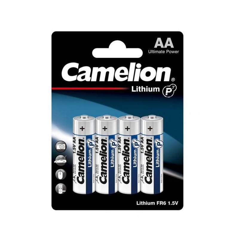 CAMELION FR6 BP4 AA Size Battery 1.5V Lithium Iron 4 per Pack FR6-BP4
