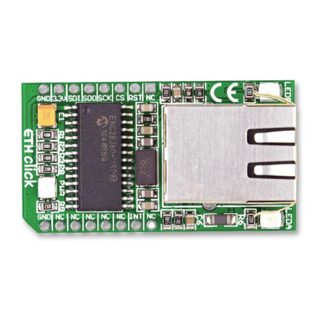 MIKROELEKTRONIKA MIKROE 971 Daughter Board  ETH Click  ENC28J60 Stand alone Ethernet Controller  mikroBus Form Factor 2281681