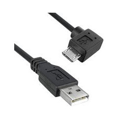 USB Cable  1.83m  USB to 90 degree Micro USB   Black  3021079-06  Qualtek