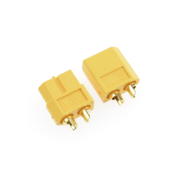 Durable XT60 bullet connector kit with gold-plated contacts, designed for high-current, low-resistance power connections in RC