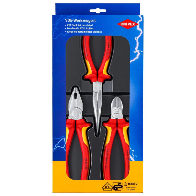 Knipex (00 20 12) 3 Piece VDE Pliers Set in a Safety Pack