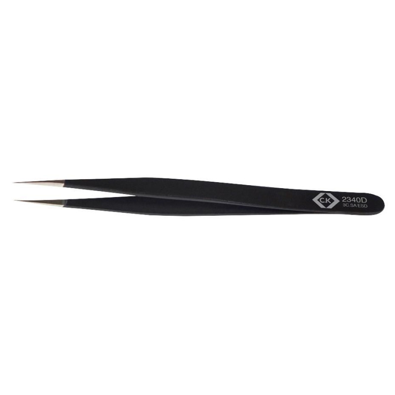 CK Tools (T2340D) Tweezer  Fine/Sharp Tip  ESD  110mm  Stainless Steel