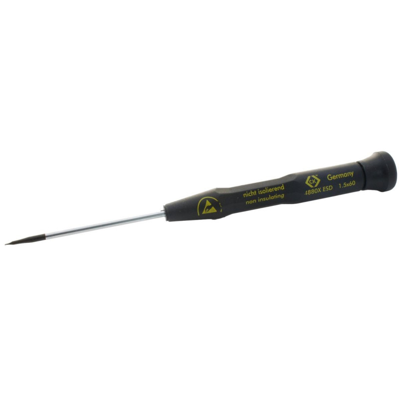 CK Tools (T4880XES15) Screwdriver  Slotted  ESD  60mm Blade  1.5mm Tip