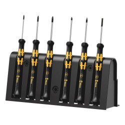 Wera (1550/6 ESD) Screwdriver Set  ESD  Black Point Tip  Rack  9 Piece