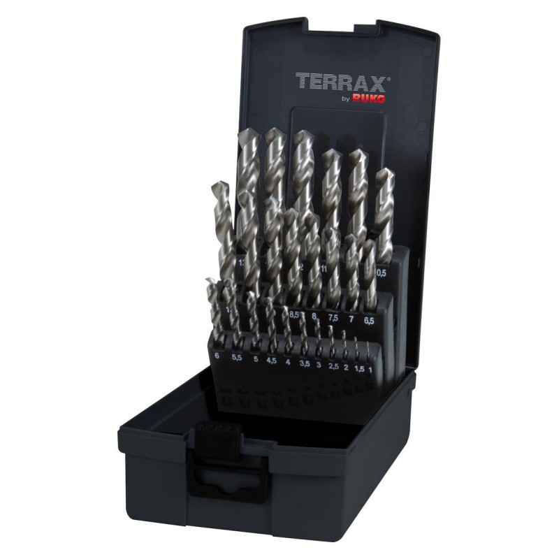 Ruko (A214215RO) Drill Bit Set  Terrax Twist  HSS  1mm-13mm  25 Pcs