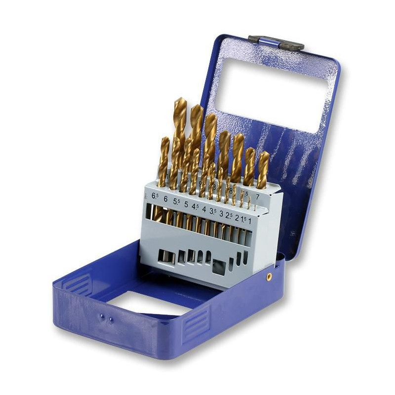 Duratool (D00240) 19 Piece 1mm to 10mm Titanium Steel Drill Bit Set