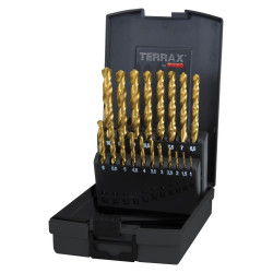 Ruko (A250214TRO0) Drill Bit Set  Terrax Twist  Tin  1mm-10mm  19 Pcs