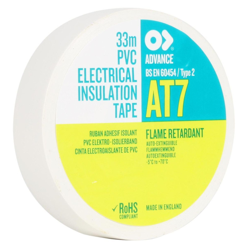 Advanced Tapes (AT7 WHITE 33M X 19MM) Electrical Insulation Tape  19mmx33m