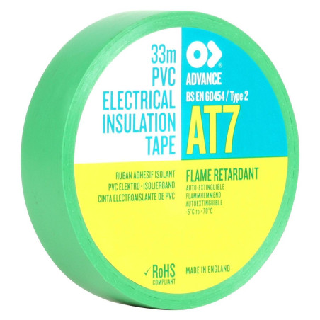 Advanced Tapes (AT7 GREEN 33M X 19MM) Electrical Insulation Tape  19mmx33m