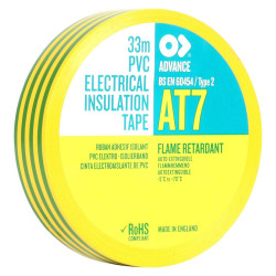 Advanced Tapes (AT7 GREEN / YELLOW 33M X 19MM) Insulation Tape  19mmx33m