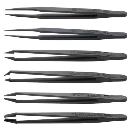 Tweezer, Kit, Carbon Fibre, ESD, 6 Pieces