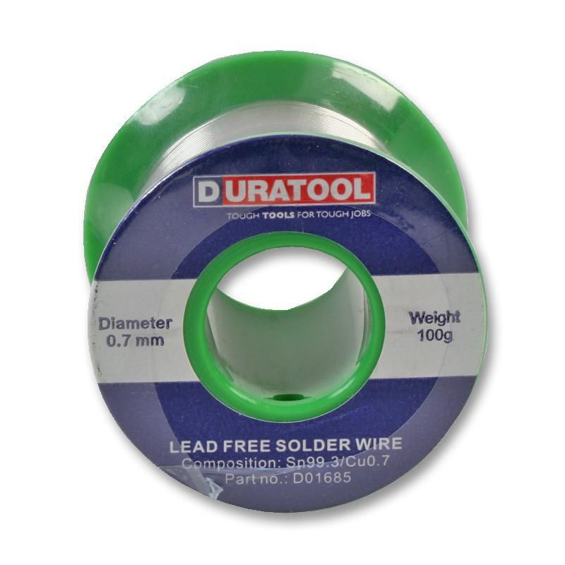 Duratool (D01685) Solder Wire, SN/CU, 0.7mm, 100g