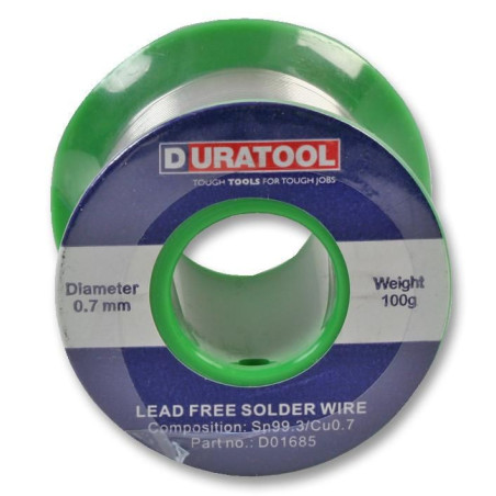 Duratool (D01685) Solder Wire, SN/CU, 0.7mm, 100g