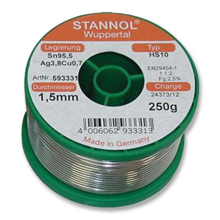 Stannol (593311) Solder Wire, Lead Free, 0.8mm Diameter, 217°C, 250g