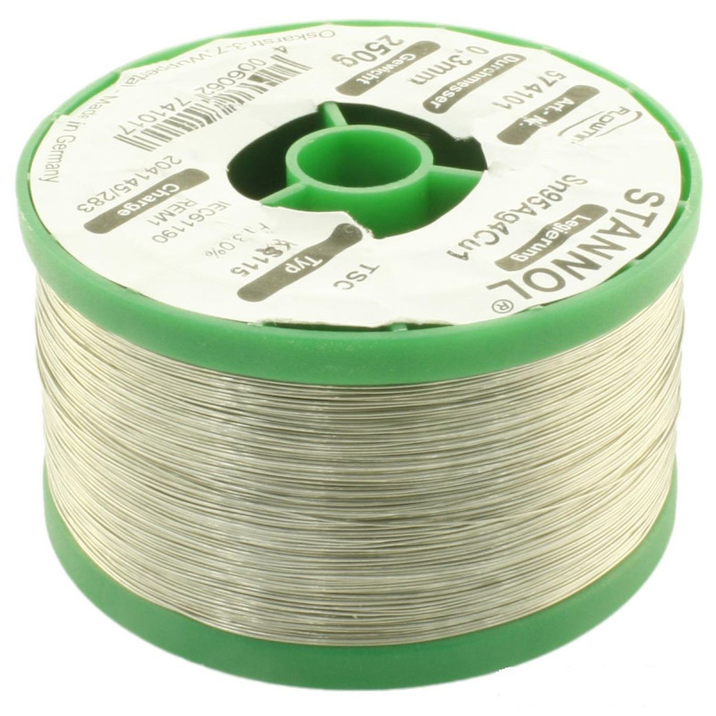 Stannol (574104) Solder Wire, KS115, 0.5mm Diameter, 217°C, 250g