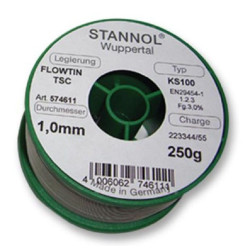 Stannol (574601) Solder Wire, KS100, 0.3mm Diameter, 217°C, 250g