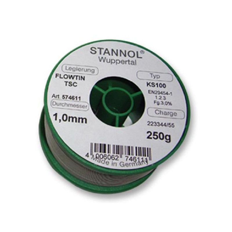 Stannol (574601) Solder Wire, KS100, 0.3mm Diameter, 217°C, 250g