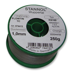 Stannol (574413) Solder Wire, KS100, 1mm Diameter, 227°C, 250g