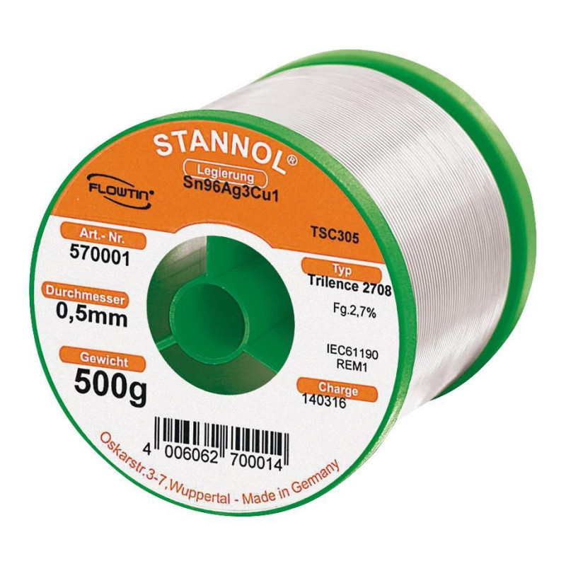 Stannol (TRILENCE 2708 0.5MM REM1) 96.5/3/0.5 SN/AG/CU, 500g