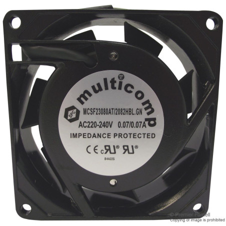 Multicomp Pro (SF23080AT/2082HBL.GN) AC Axial Fan, 220V to 240V, Square